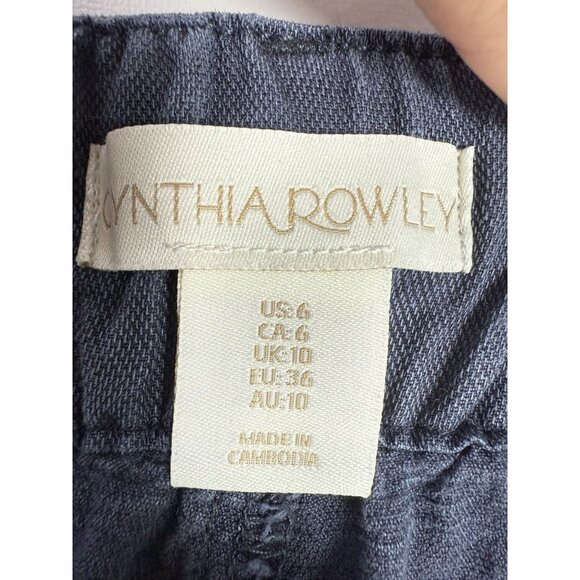 Cynthia Rowley Blue Linen Blend Straight Leg Pants Casual Women's Size 6 Coastal - Picture 3 of 9
